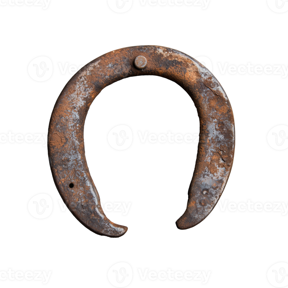 Vintage rusty metal hook with unique shape and texture on transparent background png