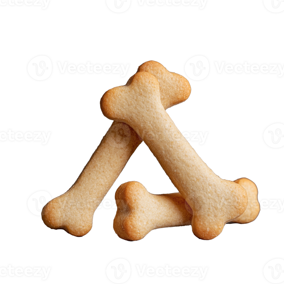 Dog bone treats arranged in a playful stack on transparent background png