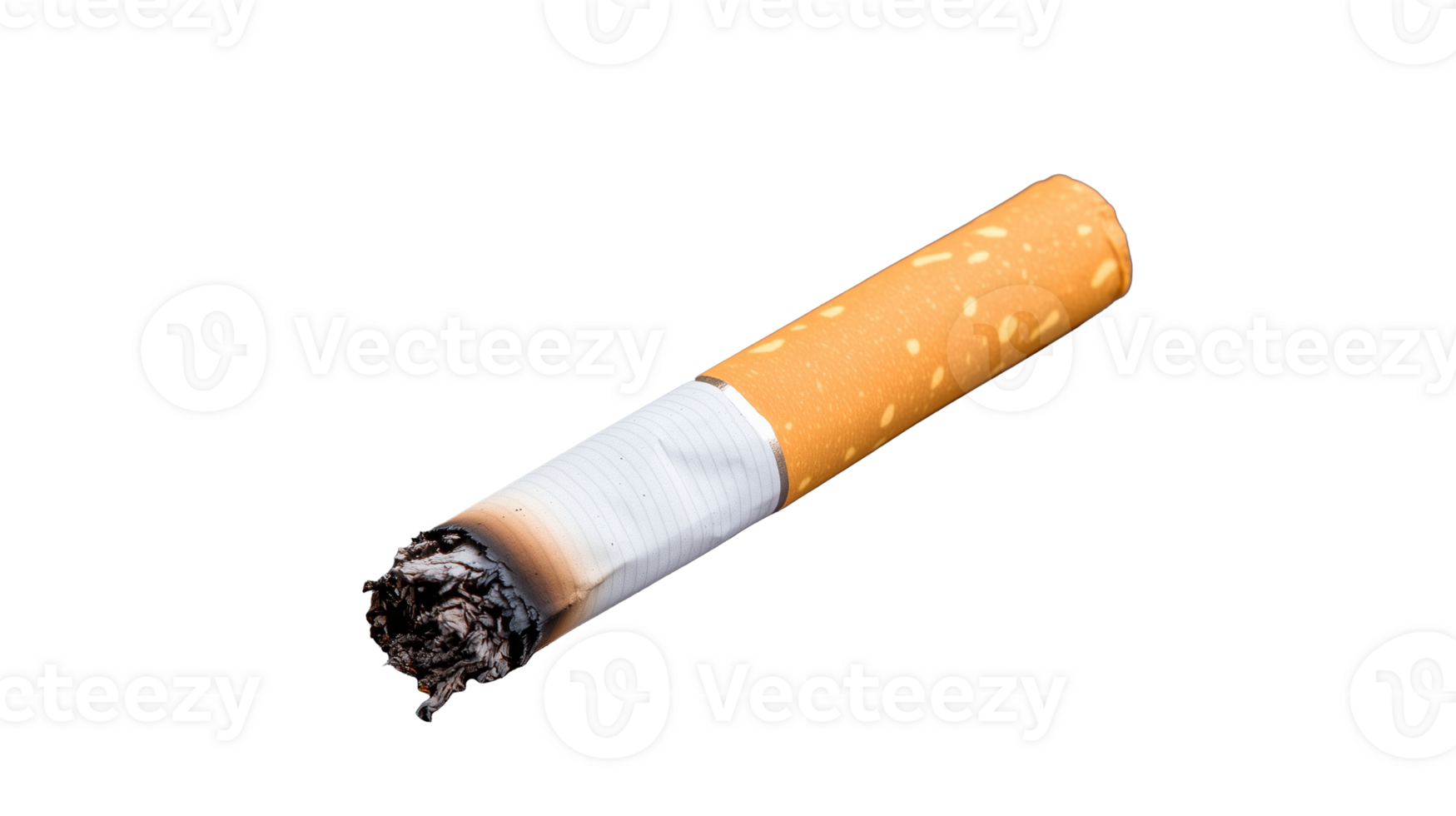 Realistic cigarette with burnt end and detailed texture on transparent background png