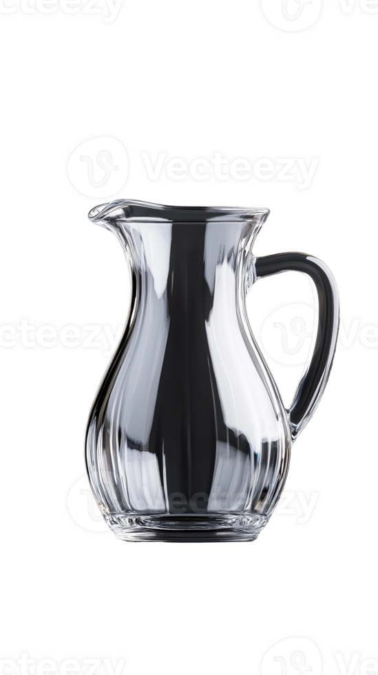 Elegant glass pitcher with a curved design, showcasing clarity and shine on transparent background png