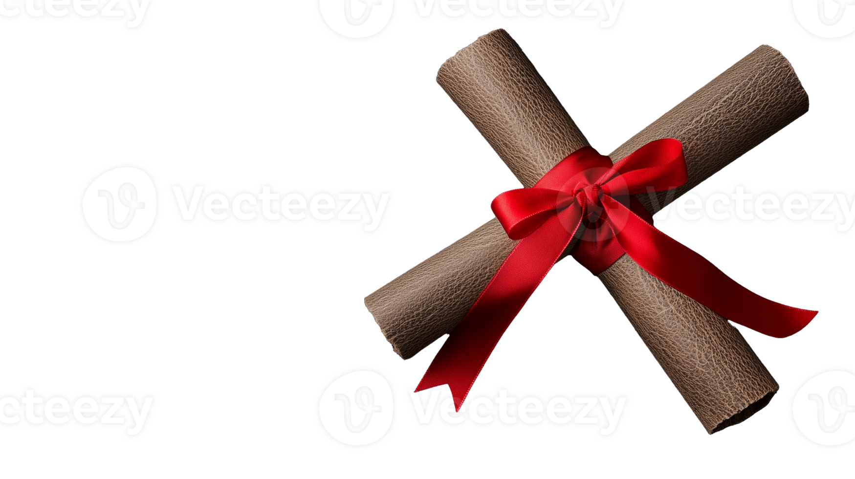 Decorative rolled parchment scrolls tied with a red ribbon on transparent background png