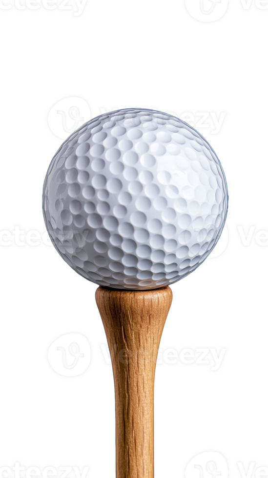 Golf ball on wooden tee for sport enthusiasts on transparent background png