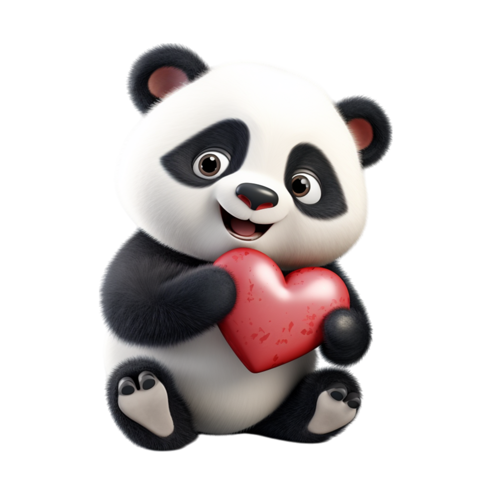 Cute Panda With Heart Animal png