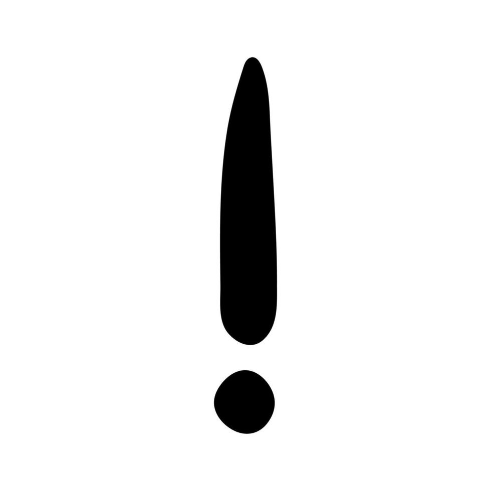 Hand drawn ink exclamation mark illustration in sketch style. Single element for design vector