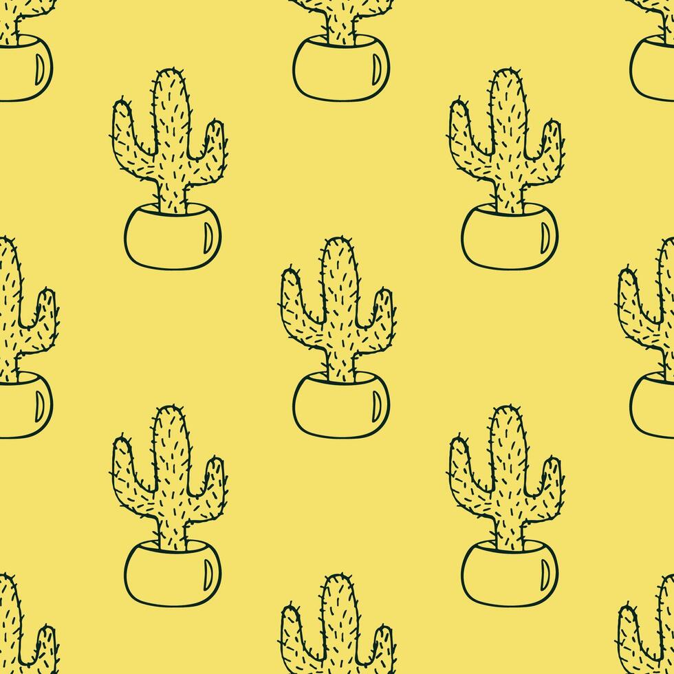 Seamless pattern with cactus doodle for decorative print, wrapping paper, greeting cards and fabric vector