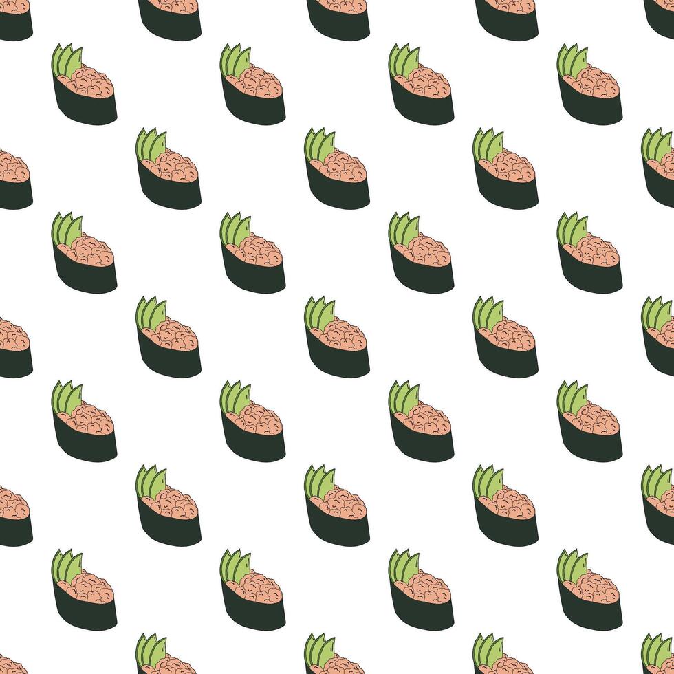 Seamless pattern with sushi for decorative print, wrapping paper, menu, wallpaper and fabric vector