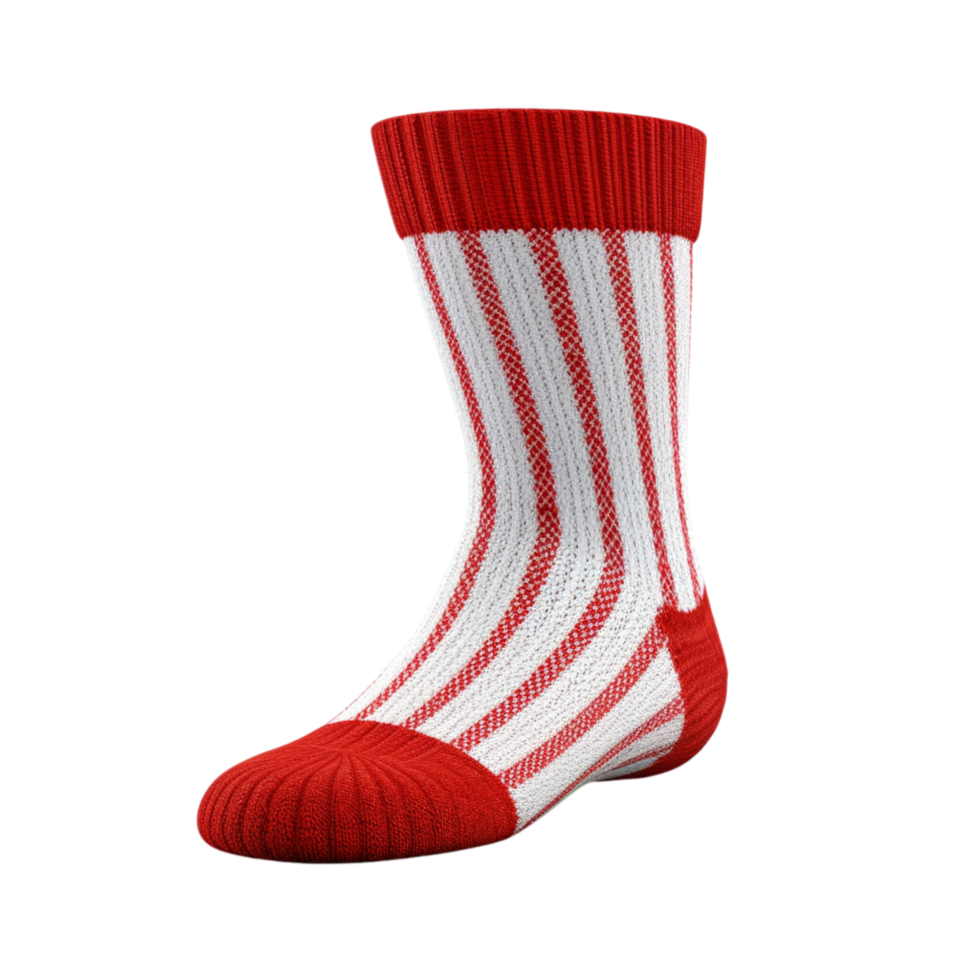 Red and white Christmas stocking png