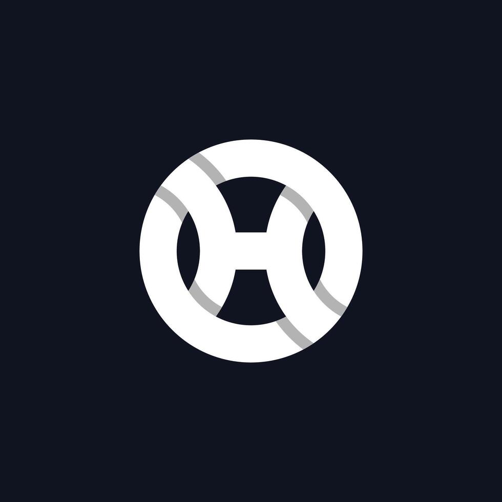 Circle letter OH or H logo design. vector