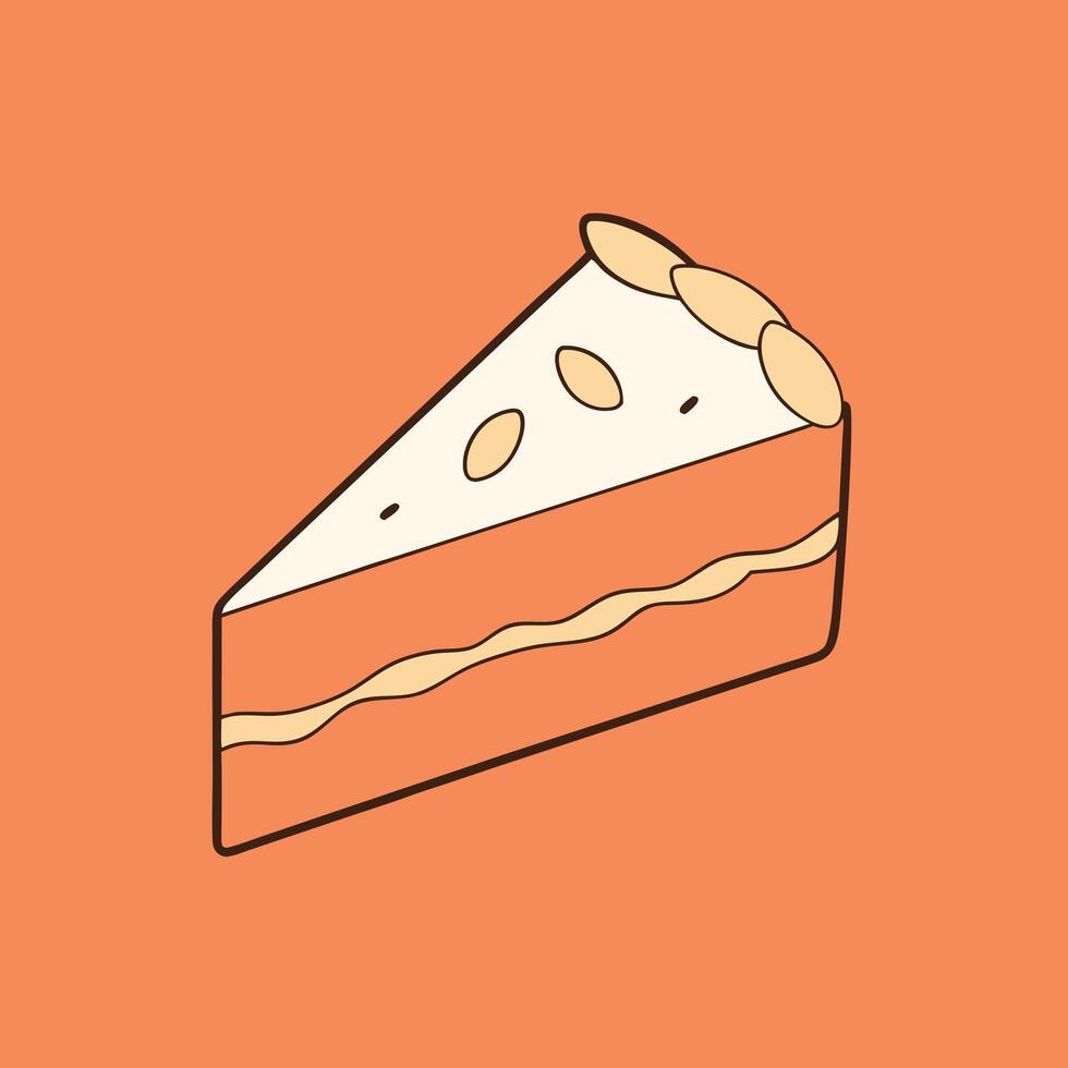 Rich Almond Cake Slice vector