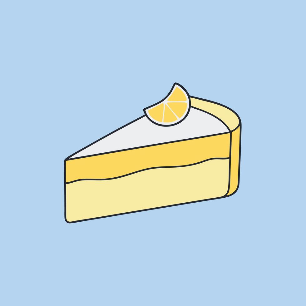 Fluffy Lemon Cake Slice vector