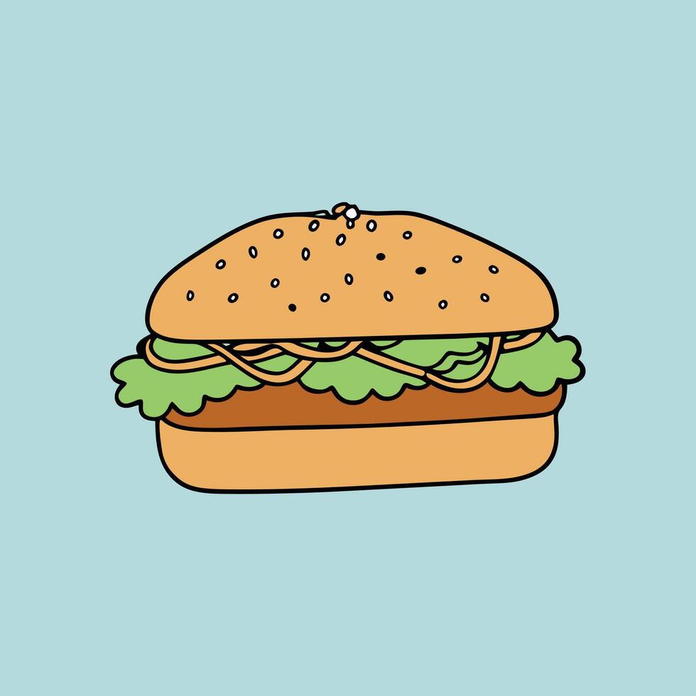 Crispy Tofu Burger with Spicy Peanut Sauce vector