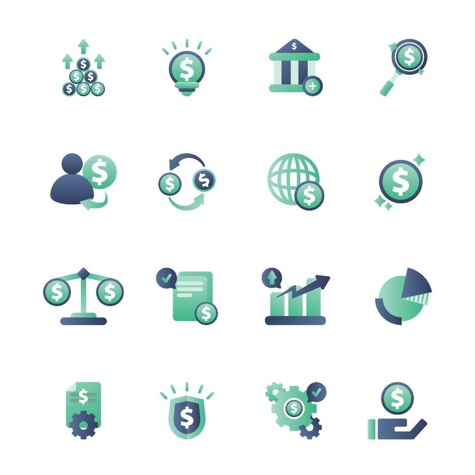 set of modern minimalist finance icon pack vector