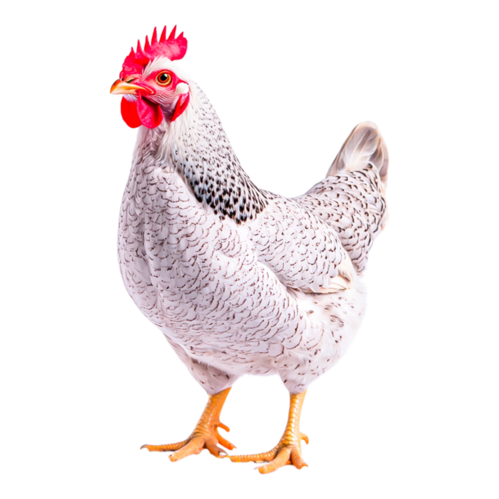 White Hen with Colorful Comb and Wattles png
