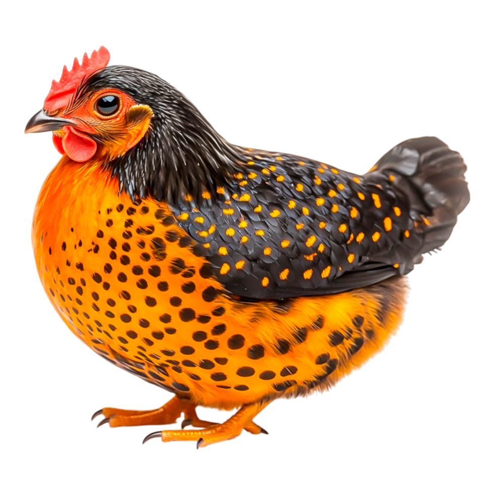Colorful Chicken with Unique Feather Pattern png