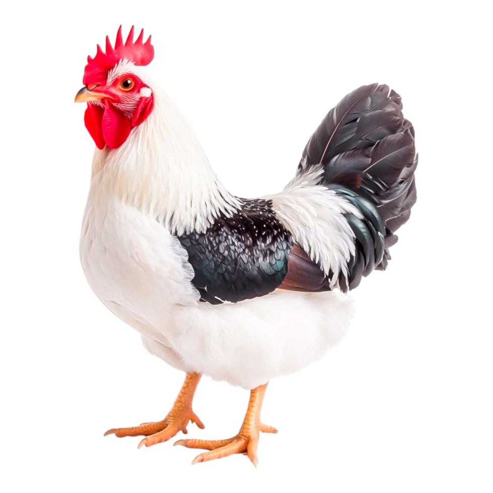 Colorful Rooster Standing Proudly in Farmyard Setting png