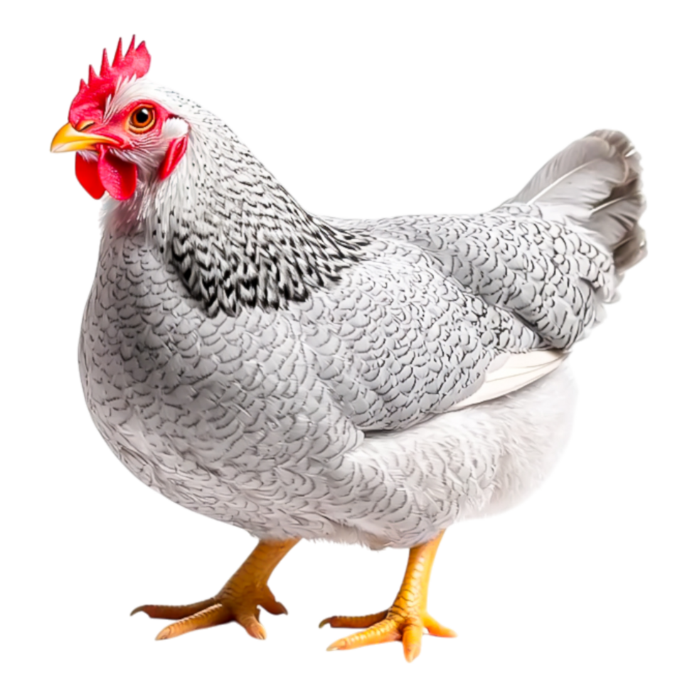 Detailed Gray Chicken with Feather Patterns png