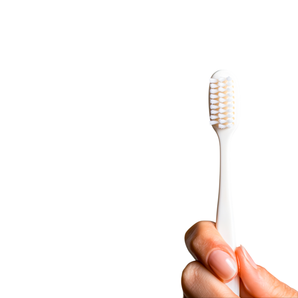 Hand Holding a Clean Toothbrush with Soft Bristles png