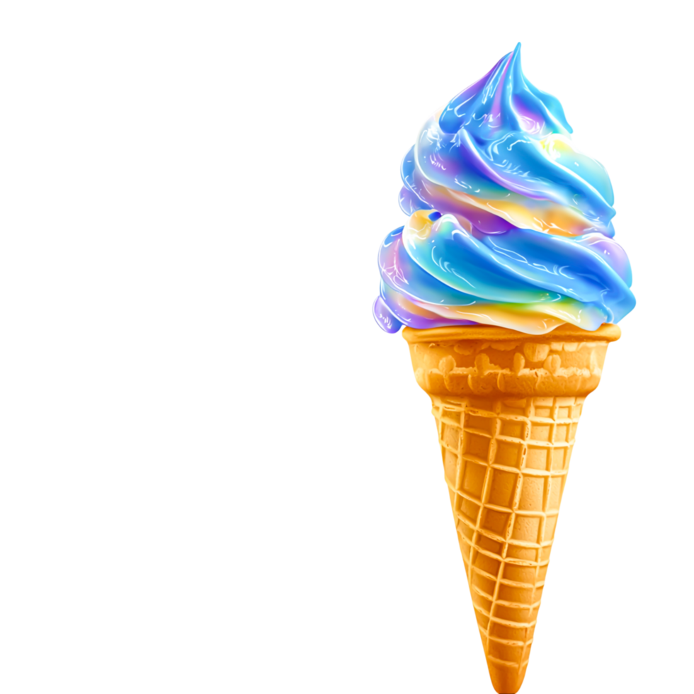 Colorful Swirl Ice Cream in Cone png