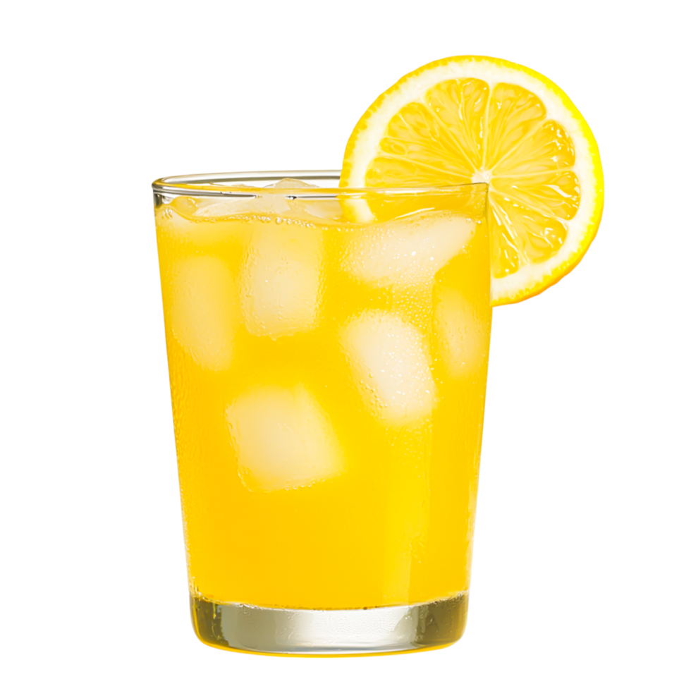 Refreshing Lemonade in a Glass with Ice Cubes png