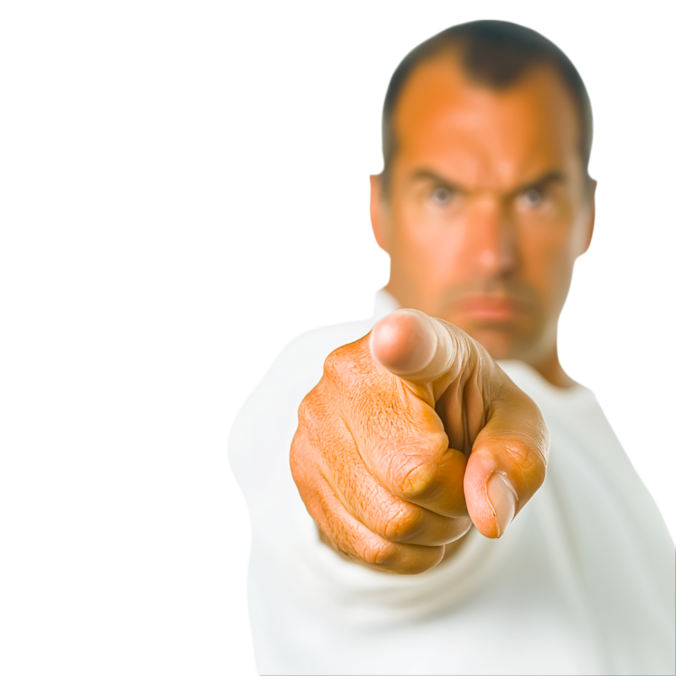 Angry Man Pointing at Camera with Intense Expression png