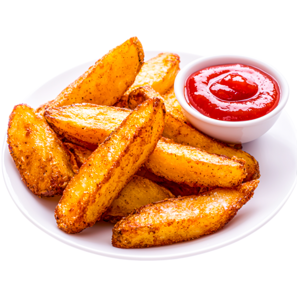 Crispy Potato Wedges with Ketchup Dip png