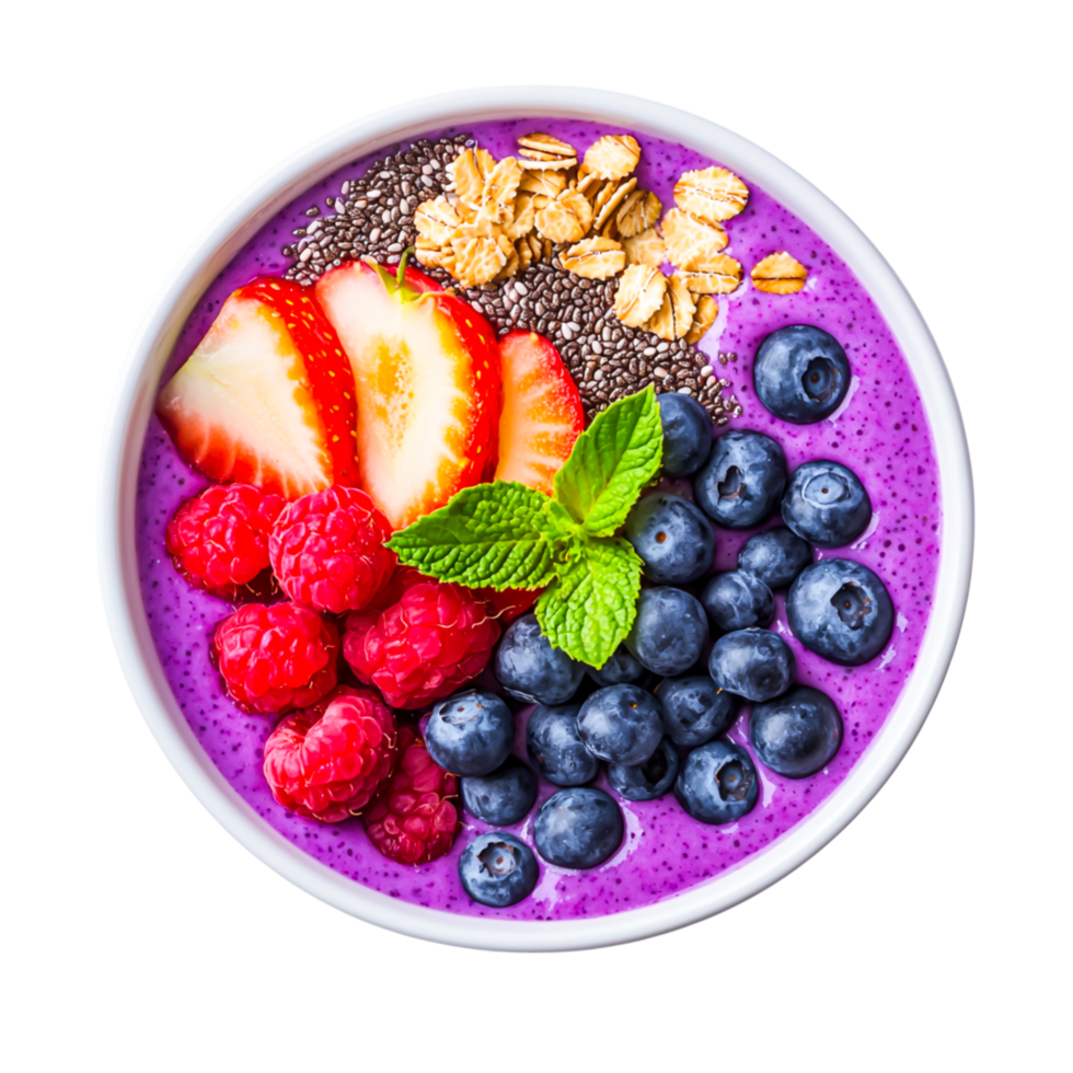 Colorful Berry Smoothie Bowl with Fresh Ingredients png