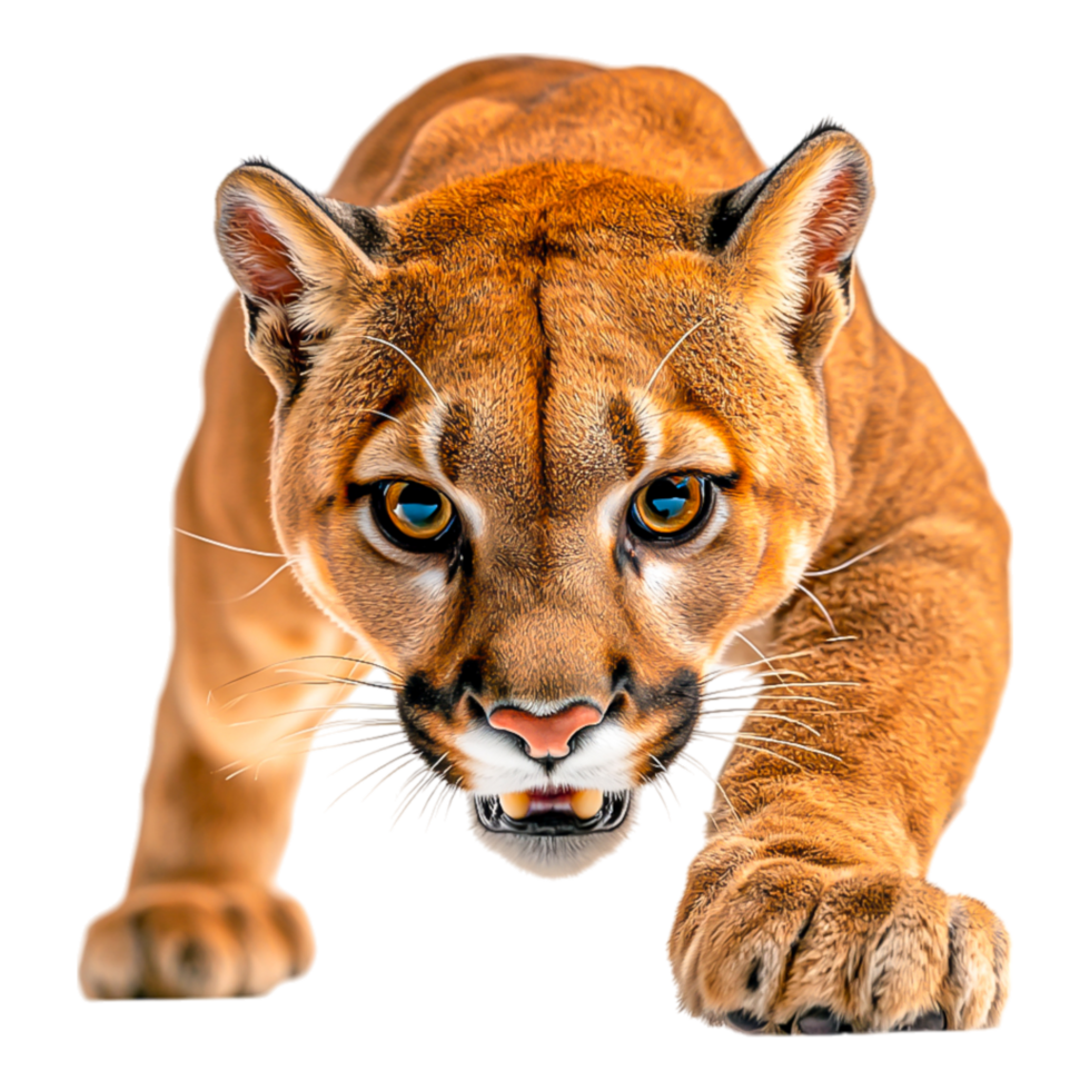 Fierce Close-Up of a Mountain Lion Ready to Pounce png