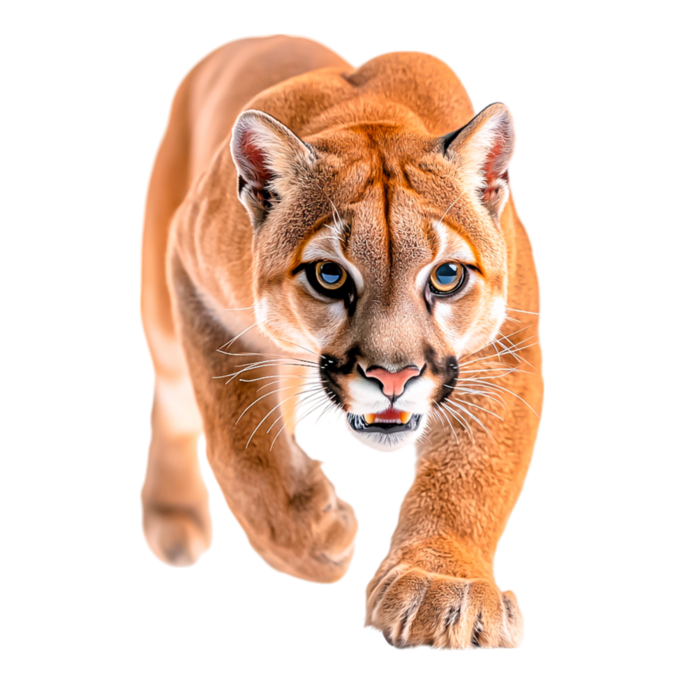 Fierce Cougar Approaching with Intense Gaze png