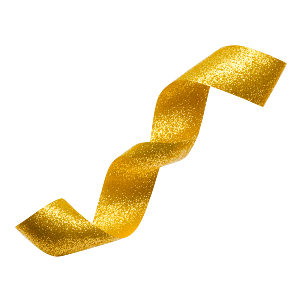 Sparkling Gold Ribbon Decorative Element for Festive Occasions png