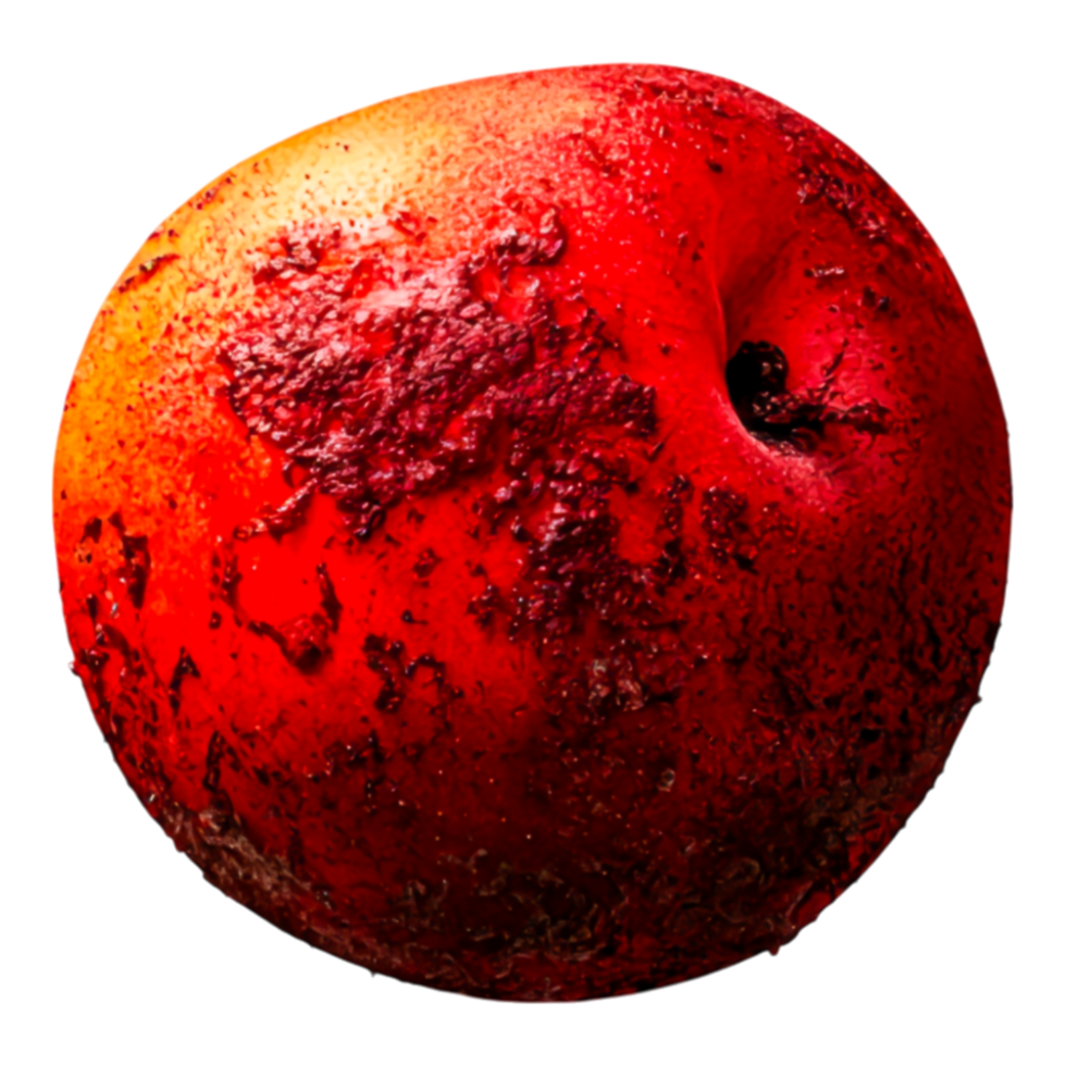 Close-Up of a Red Apple with Unique Textures and Imperfections png