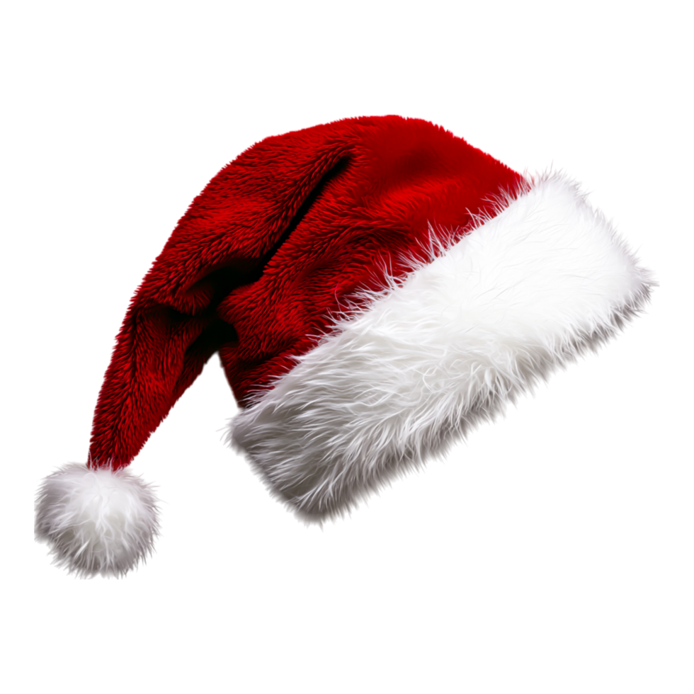 Festive Red Santa Hat with White Fur Trim png