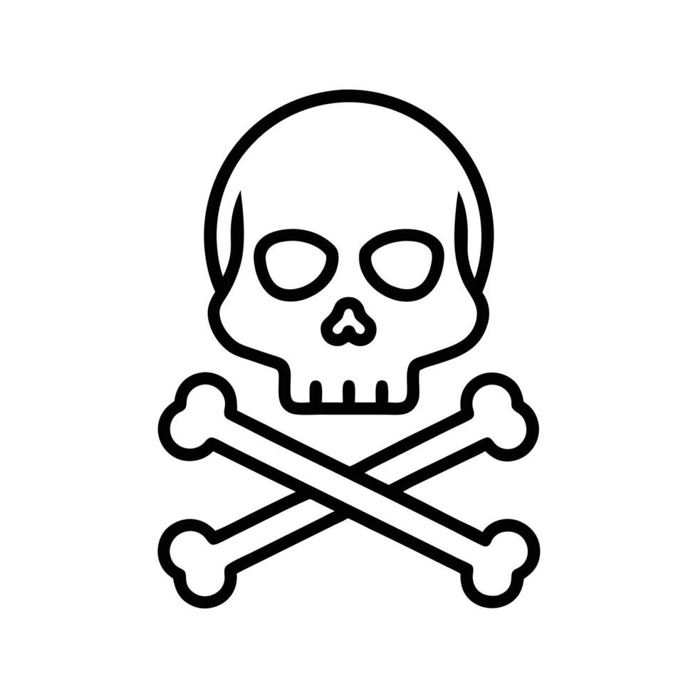 Minimalistic Skull and Crossbones Line Illustration for Danger, Warning, and Hazard Symbol Art vector