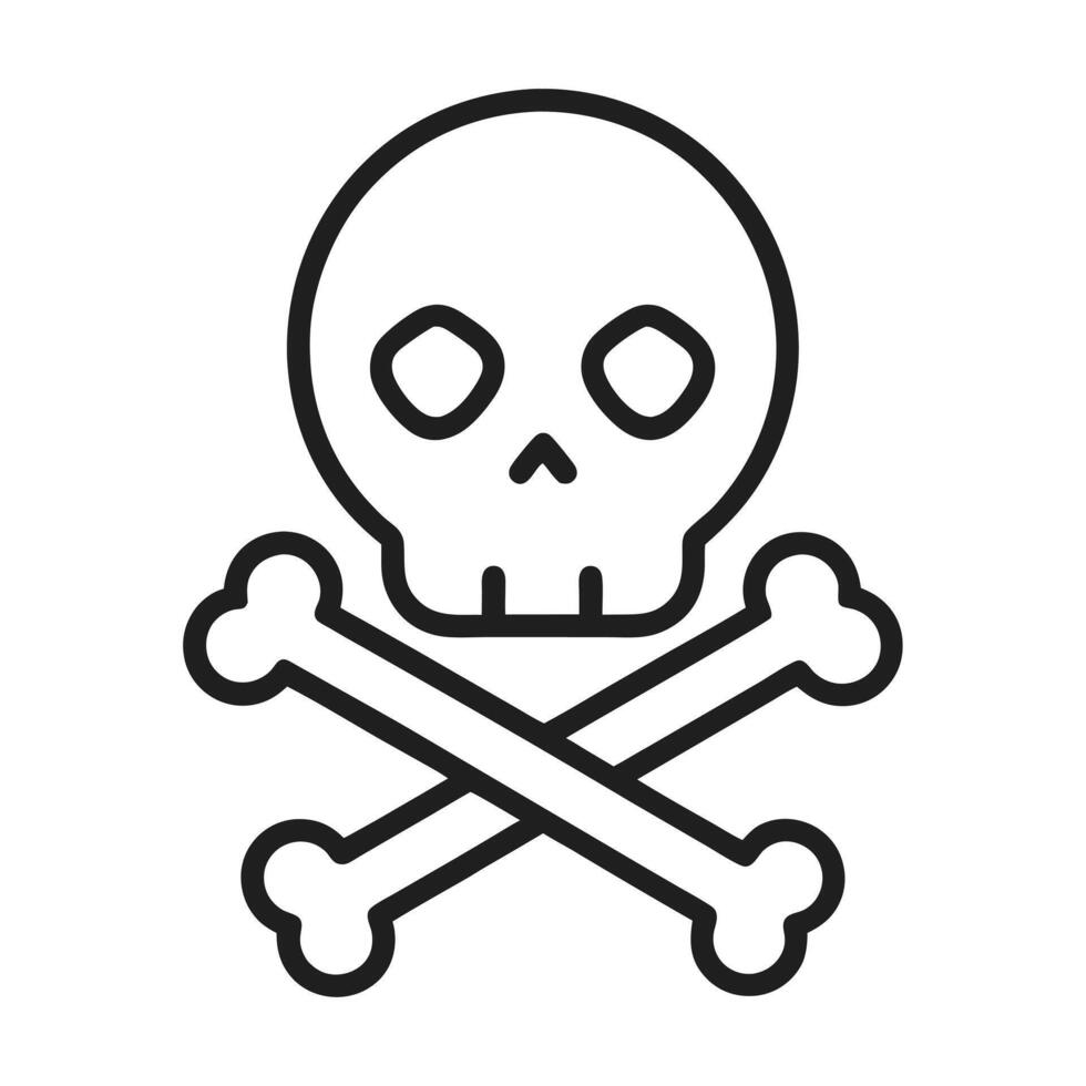 Danger Icon - Skull and Crossbones Line Illustration for Warning and Safety, Minimalistic Hazard Symbol Art vector