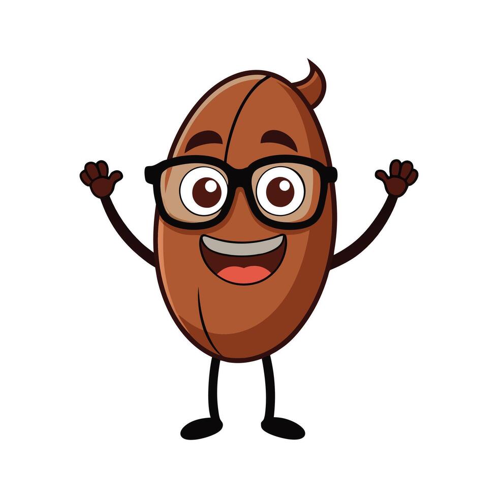 Coffee Bean Mascot - Cute and Funny Cartoon Character with Expressions, Playful Coffee Art for Cafe Decor vector