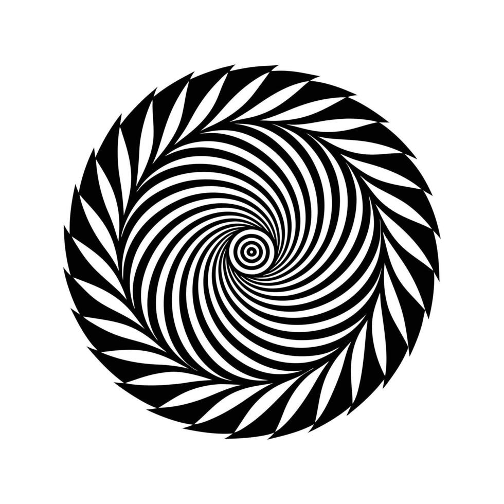 Geometric Spiral Illustration - Abstract Circle Lines in Black and White for Modern Art vector