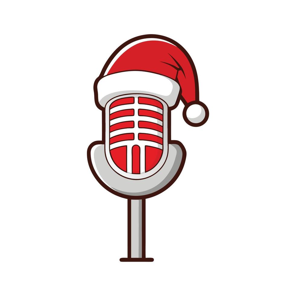 Retro Christmas Microphone - Vintage Cyan Music Stand Design for Festive Holiday Decor and Nostalgic Audio Art vector