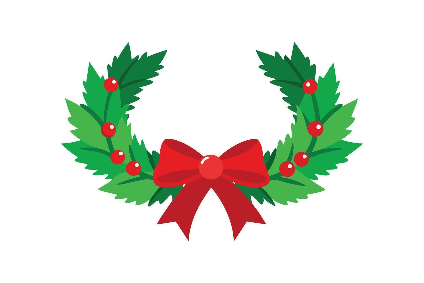 Festive Pine Garland Illustration - Realistic Christmas Tree Branches with Red Bows and Ribbons vector