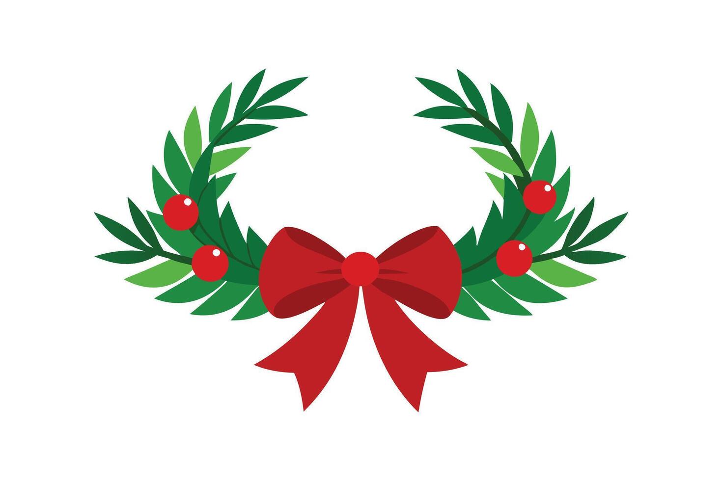Holiday Garland - Realistic Pine Branches with Red Bows and Ribbons for Seasonal Decor vector