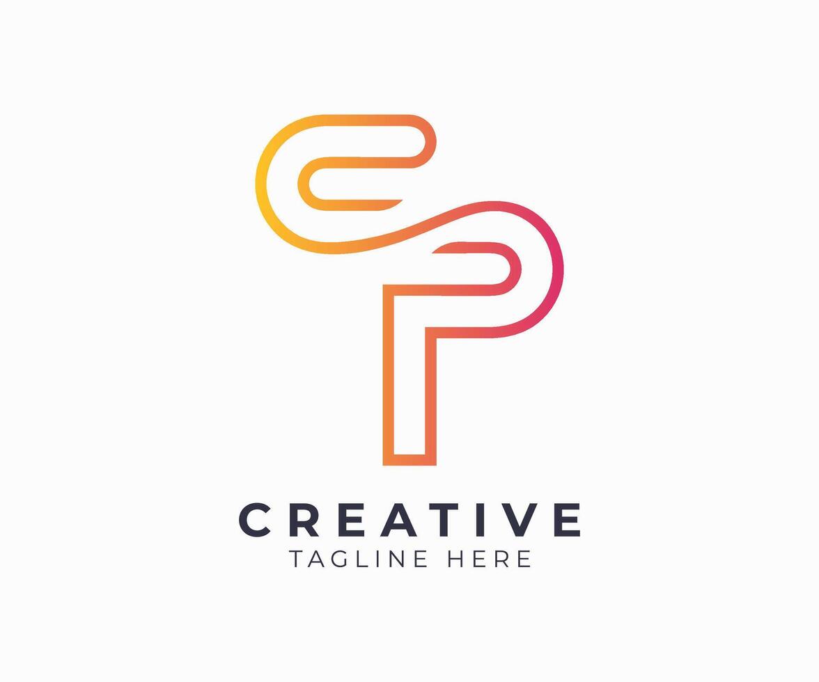 C and P letter abstract initial colorful gradient logo template icon design. vector