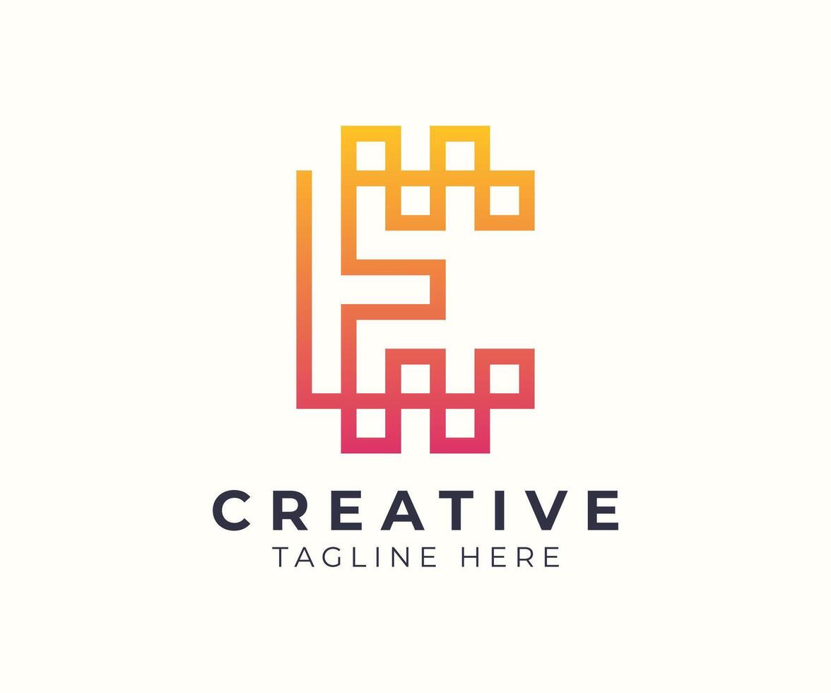 E-letter abstract colorful initial logo template design. vector