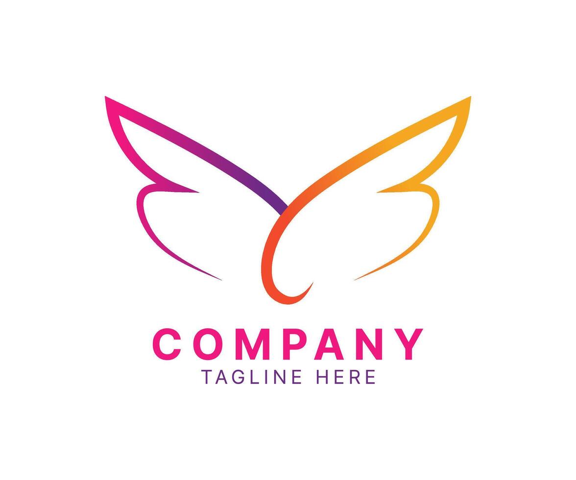 Abstract colorful wings logo icon template design with modern style for creative business. vector