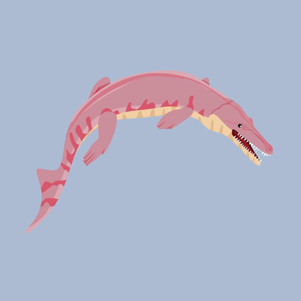Metriorhynchus Dinosaur Carnivore Marine crocodilian feeds on fish and marine reptiles vector