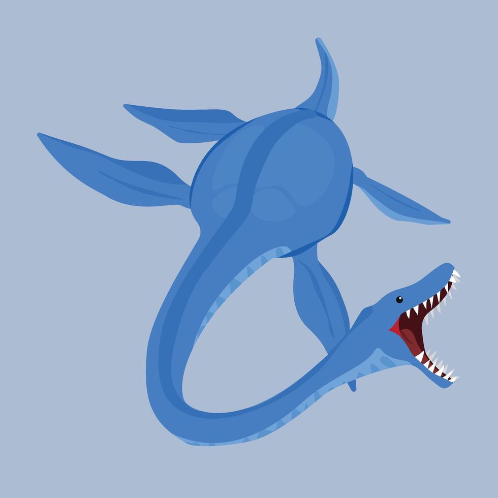 Plesiosaurus Dinosaur Carnivore Long-necked marine reptile, eats fish and squid vector