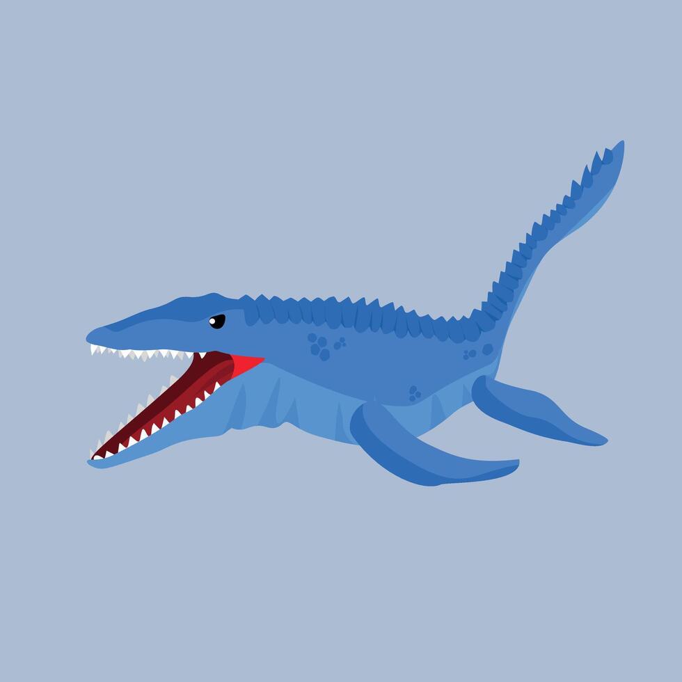 Mosasaurus Dinosaur Carnivore Large marine predator, hunts fish and smaller marine reptiles vector