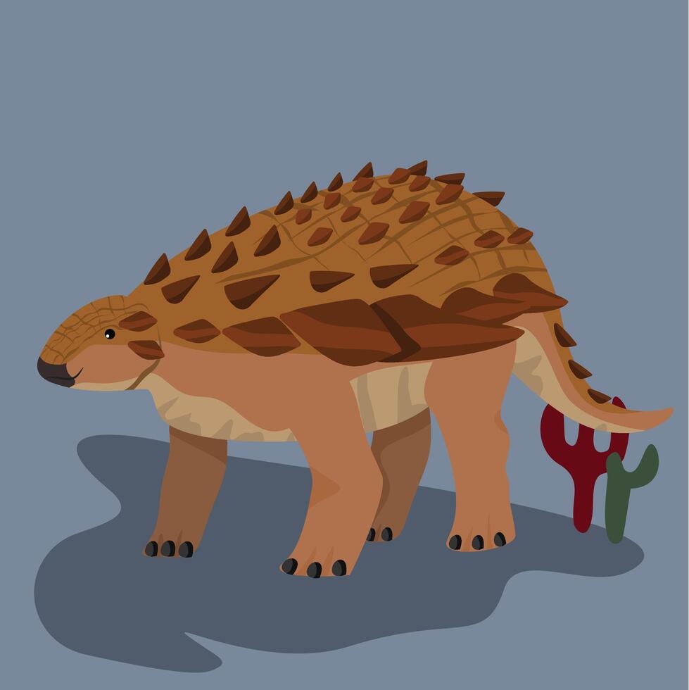 Nodosaurus Herbivore Armored dinosaur, walks close to ground cover vector