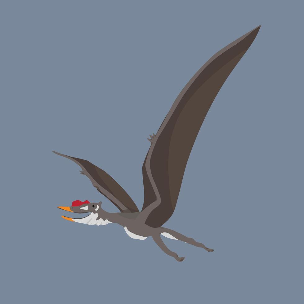 DSUNGARIPTERUS Dinosaur Carnivore Largecrested eats fish and small marine animals vector