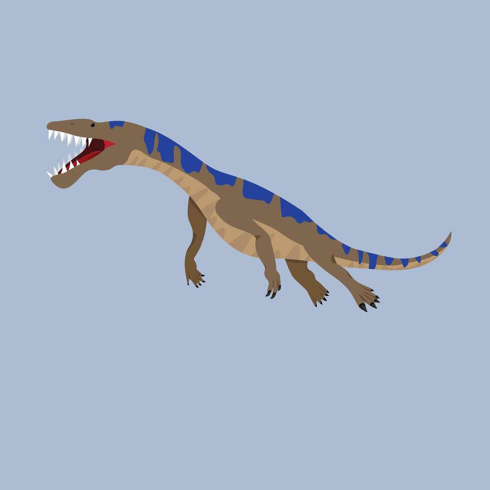 Nothosaurus Dinosaur Carnivore Semi-aquatic predator with a sleek body, found in shallow seas vector