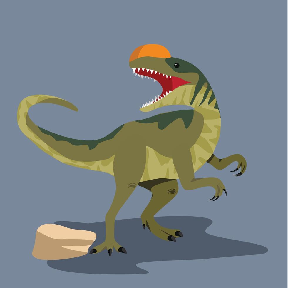 Monolophosaurus Carnivore Crest-headed predator, hunts in plains and forests vector