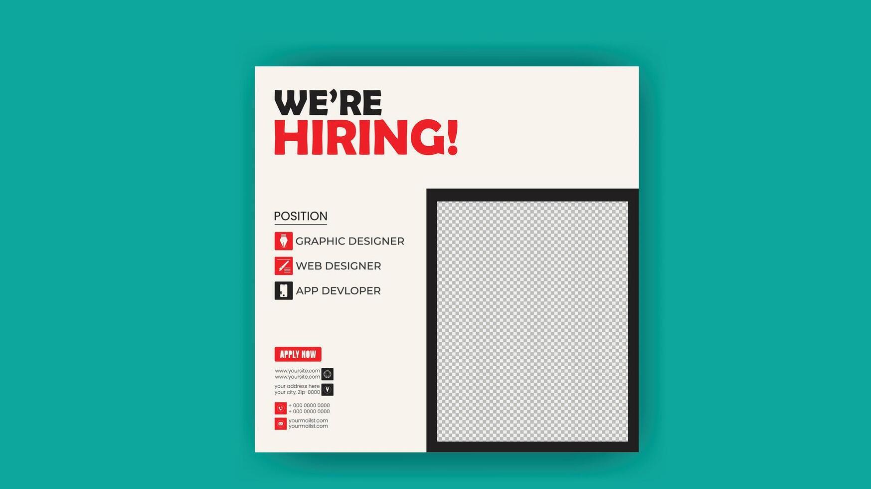 job application on a green background hiring poster vector