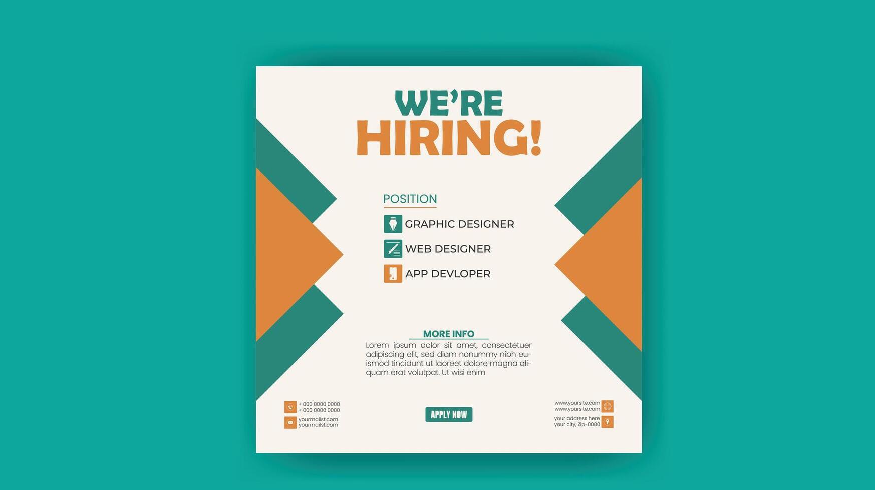 A modern hiring template with a green and orange background vector